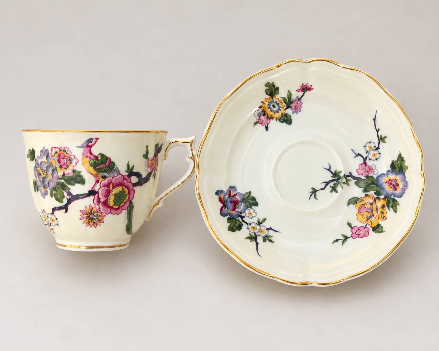 Set of 4 cups and 4 saucers Bernardaud Limoges – Chinese Birds