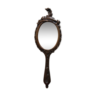 Hand-faced mirror carved wooden