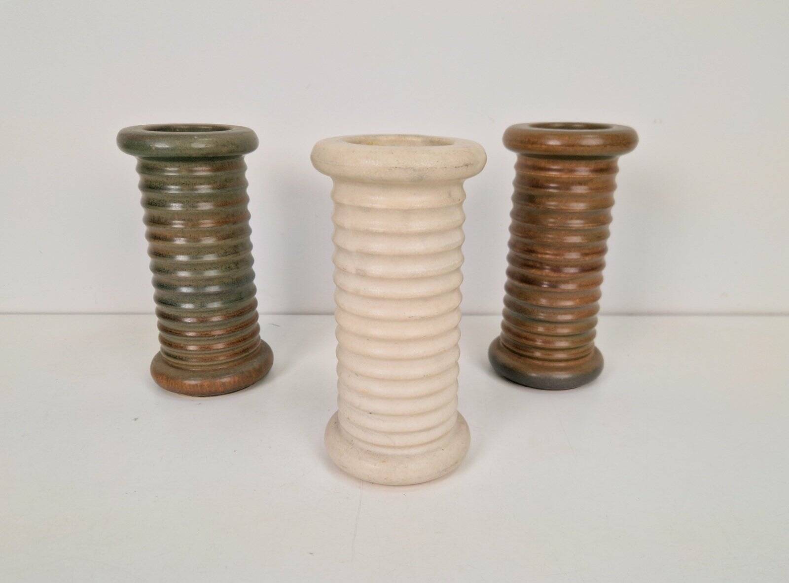 Vintage Scandinavian Ribbed Cylinder Vases, 1960s, Set of 3