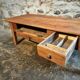 Old French rustic coffee table in cherry wood.