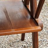 Vintage side table from the 50s in beech oak and poplar compass feet