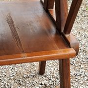 Table d’appoint vintage des années 50 en hêtre chêne et peuplier pieds compas