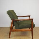 GFM-64 armchair, design by Edmund Homa from the 60s, olive green boucle - 2 pieces available