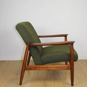 GFM-64 armchair, design by Edmund Homa from the 60s, olive green boucle - 2 pieces available