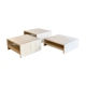 Modular square coffee tables in softened travertine