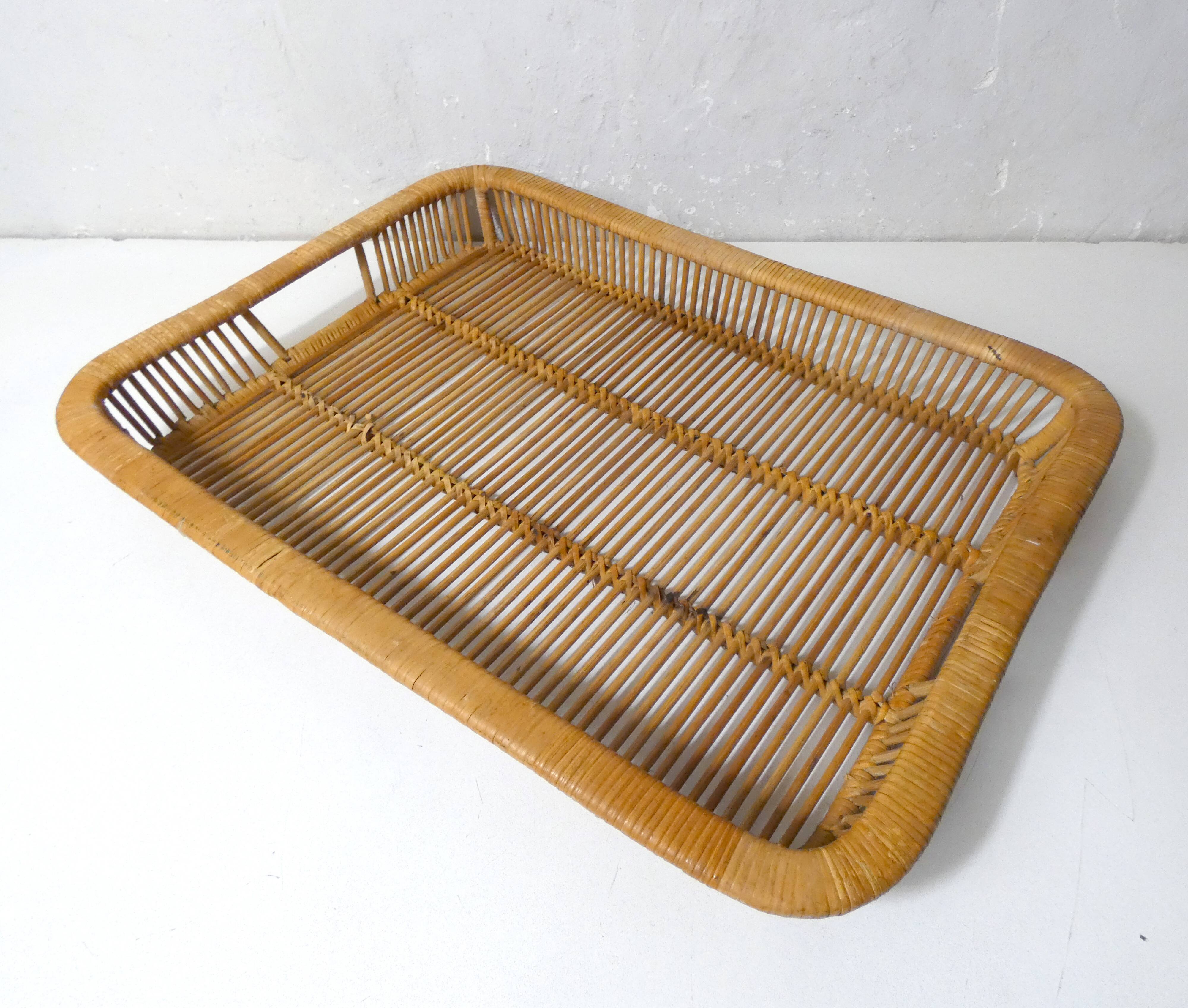 large vintage design rattan tray