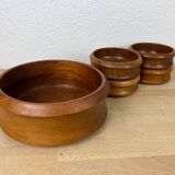 Scandinavian teak bowl and 4 ramekins