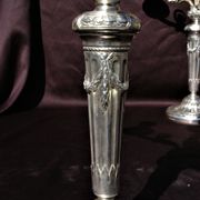 Gallia Christofle Paire 2 Candelabras Chandeliers Silver Bronze Louis XVI H45cm