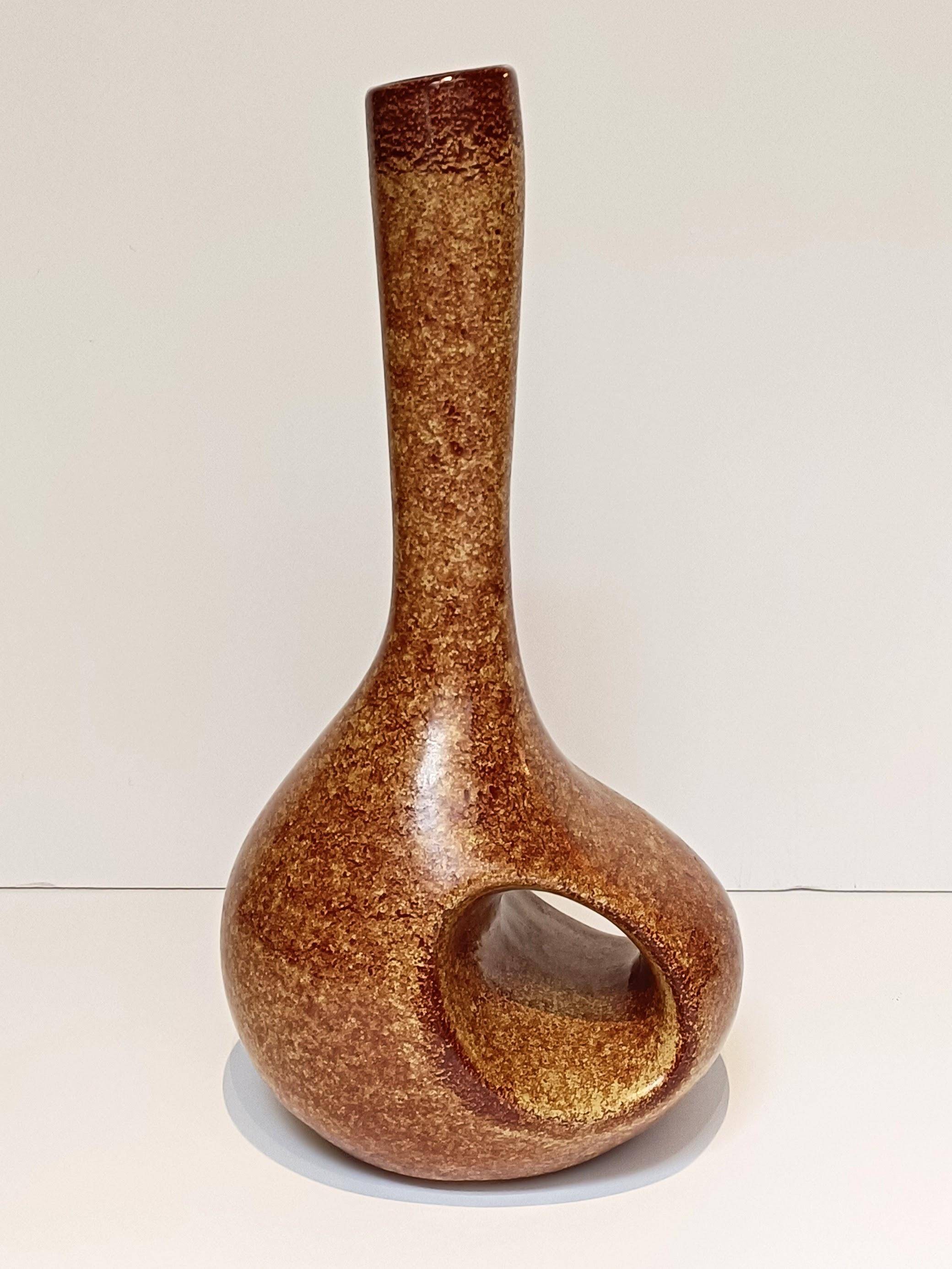 Mid Century Bertoncello by Roberto Rigon Sculptural Ceramic Vase, Italy, 1960s