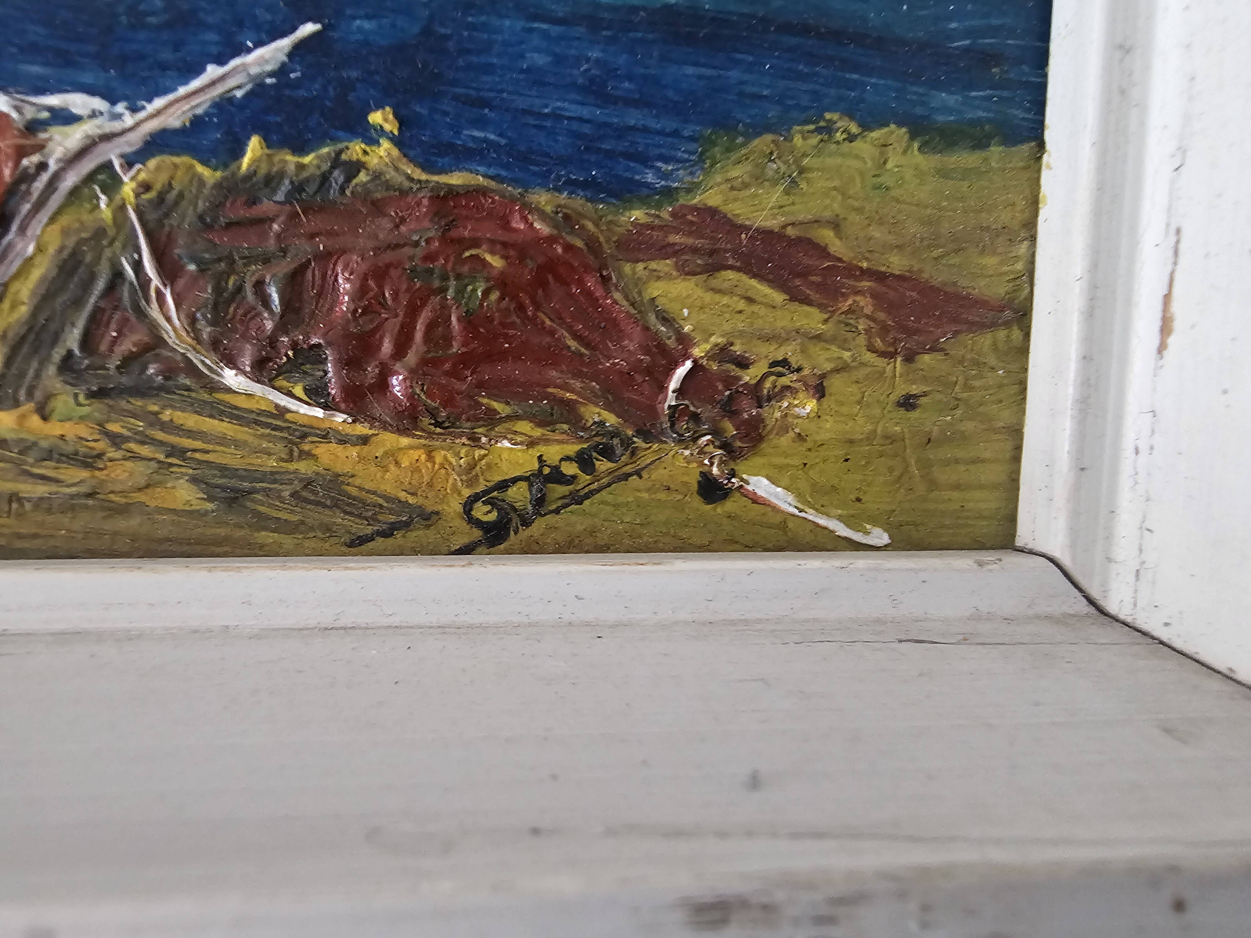 Oil painting on Isorel Marine Port Les Martigues signed (to be identified)
