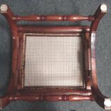 English colonial style ottoman, solid teak, with Viennese cane seat, mid-20th century.