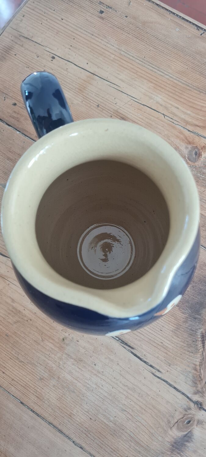 Alsace enamelled stoneware pitcher