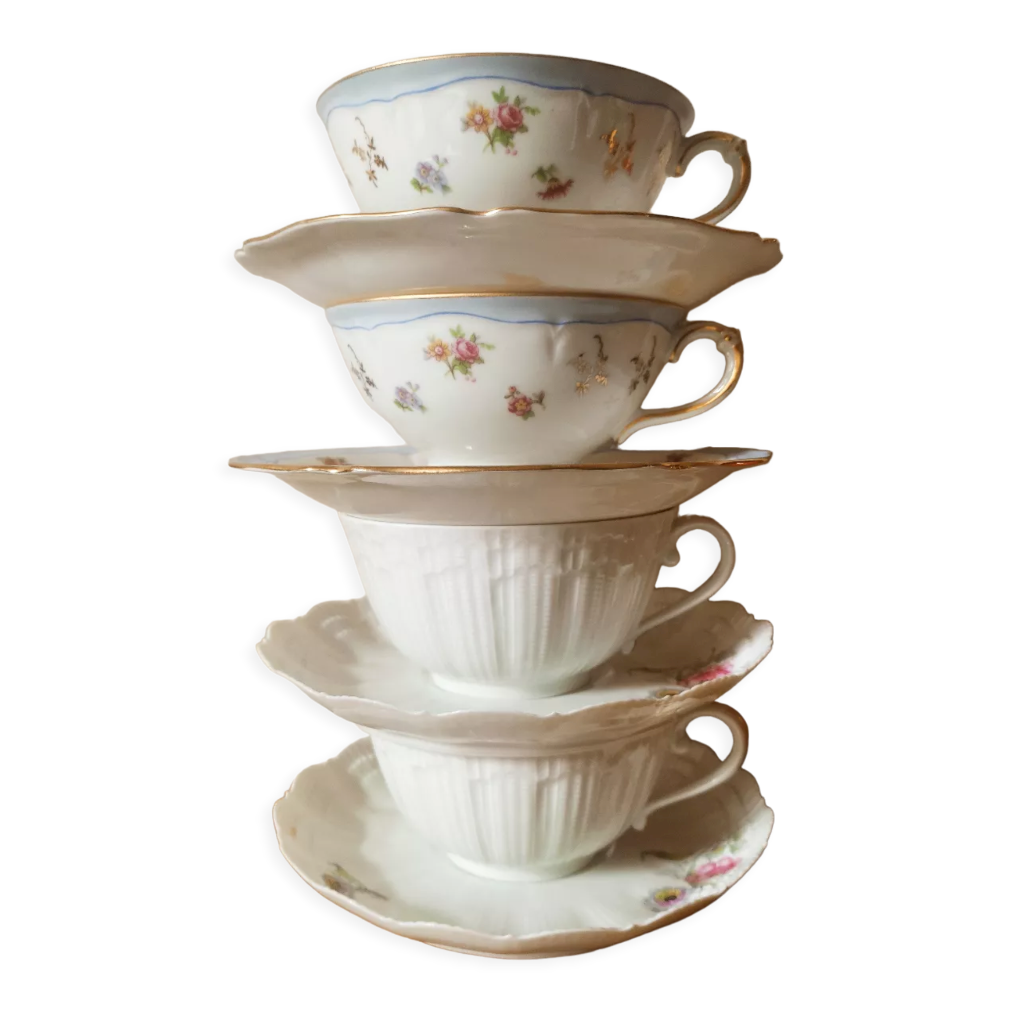 4 tea cups or chocolate in Limoges porcelain
