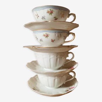 4 tea cups or chocolate in Limoges porcelain