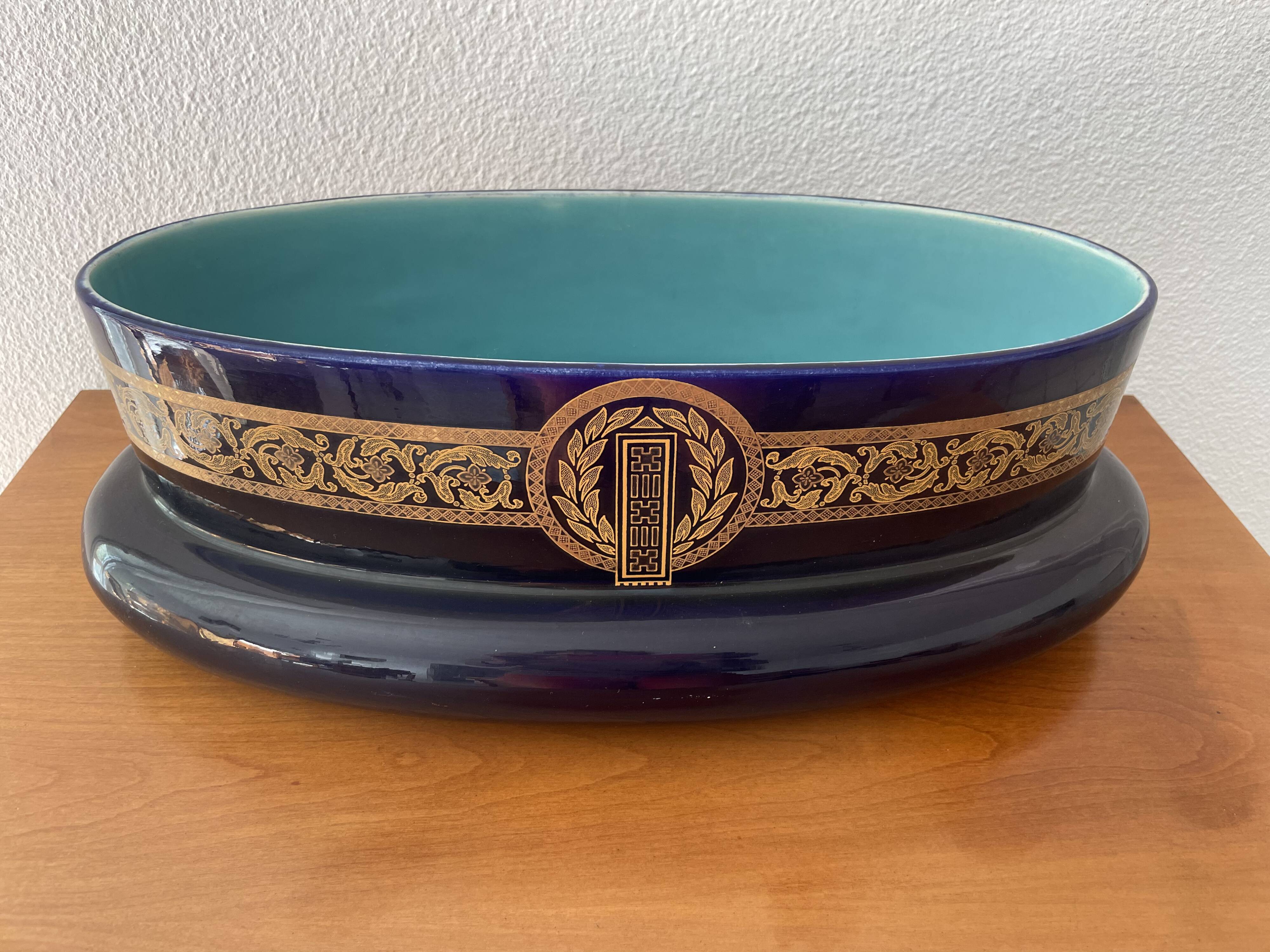 Art Nouveau style planter, Sarreguemines ceramic