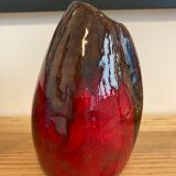 Red & brown glazed stoneware vase