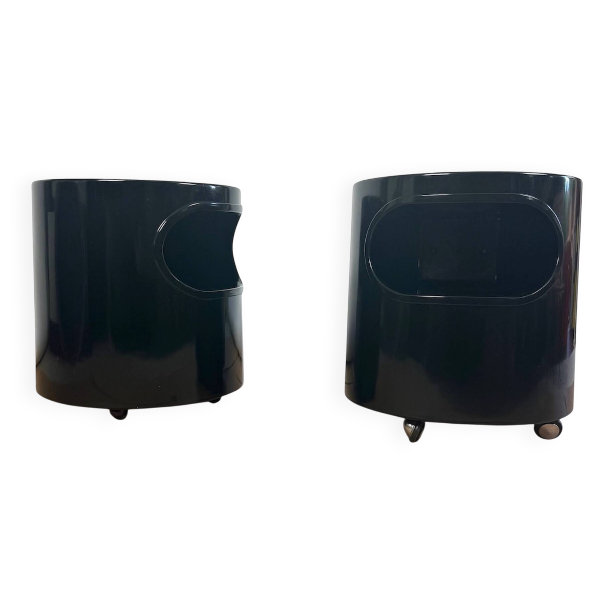 Pair of Black Giano Vano Tables by Artemide Italy 1970s