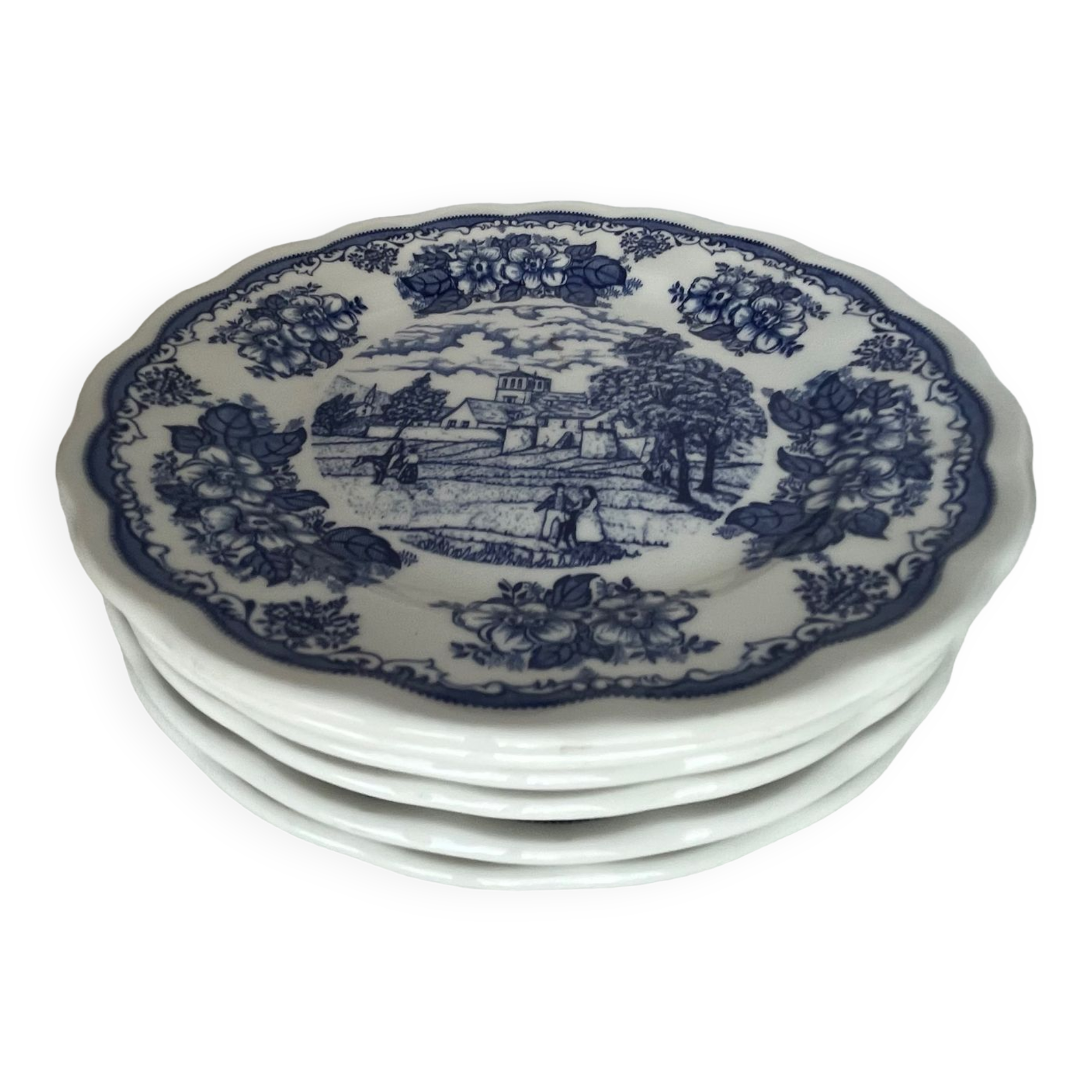 6 dessert plates with English décor