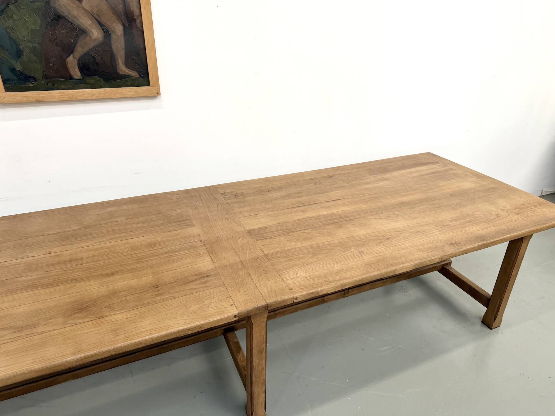 XXL farmhouse table in solid oak 350 cm - Reconstruction Style - 1950s