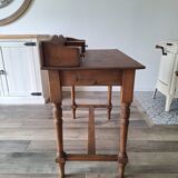 Antique solid wood desk with tiers – metal handles