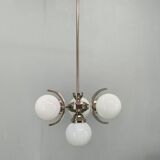 Art Deco Nickel and Glass Chandelier, 1930s