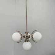 Art Deco Nickel and Glass Chandelier, 1930s