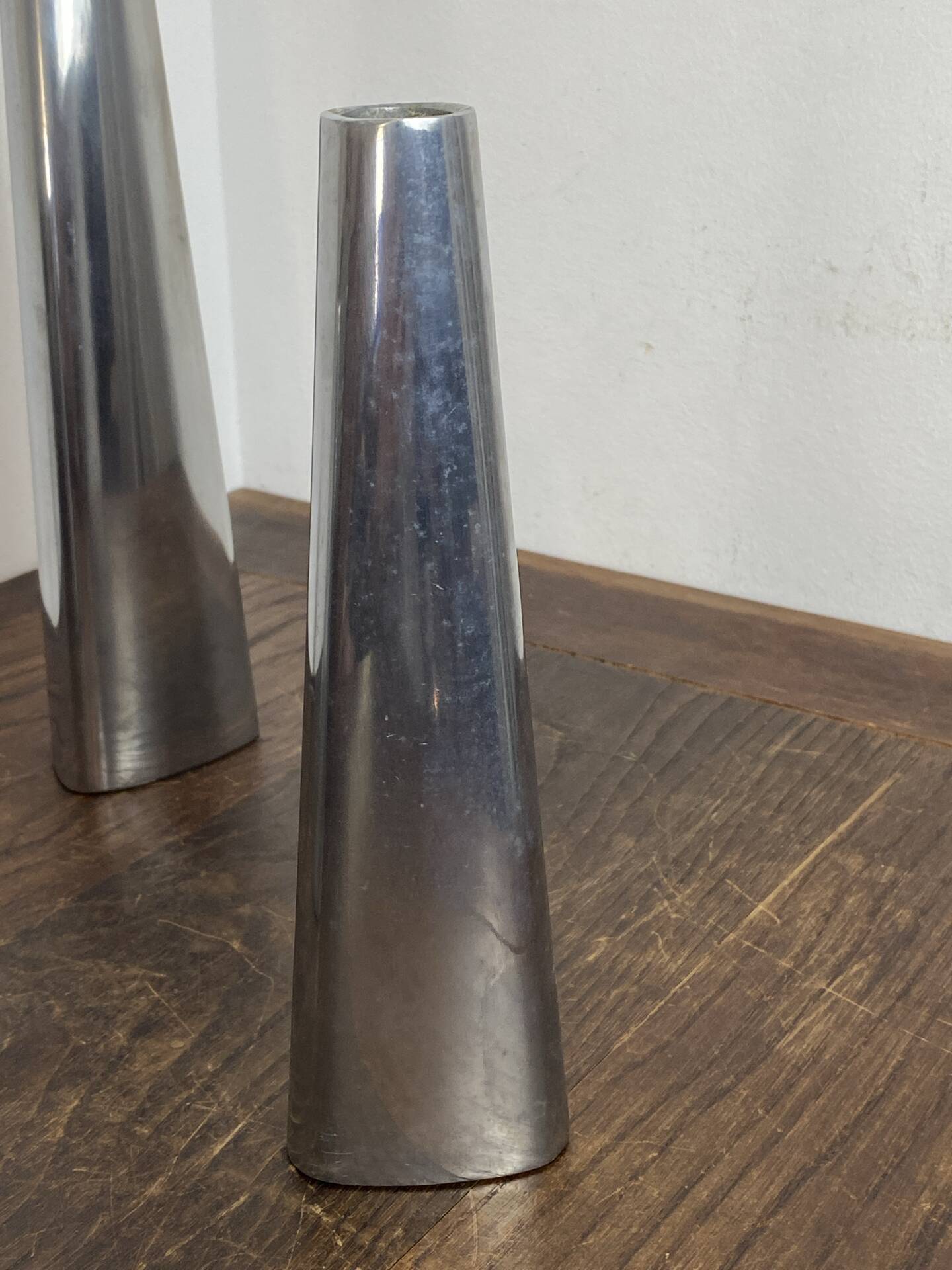 Polished aluminium candle holders, Ehlen Johansson