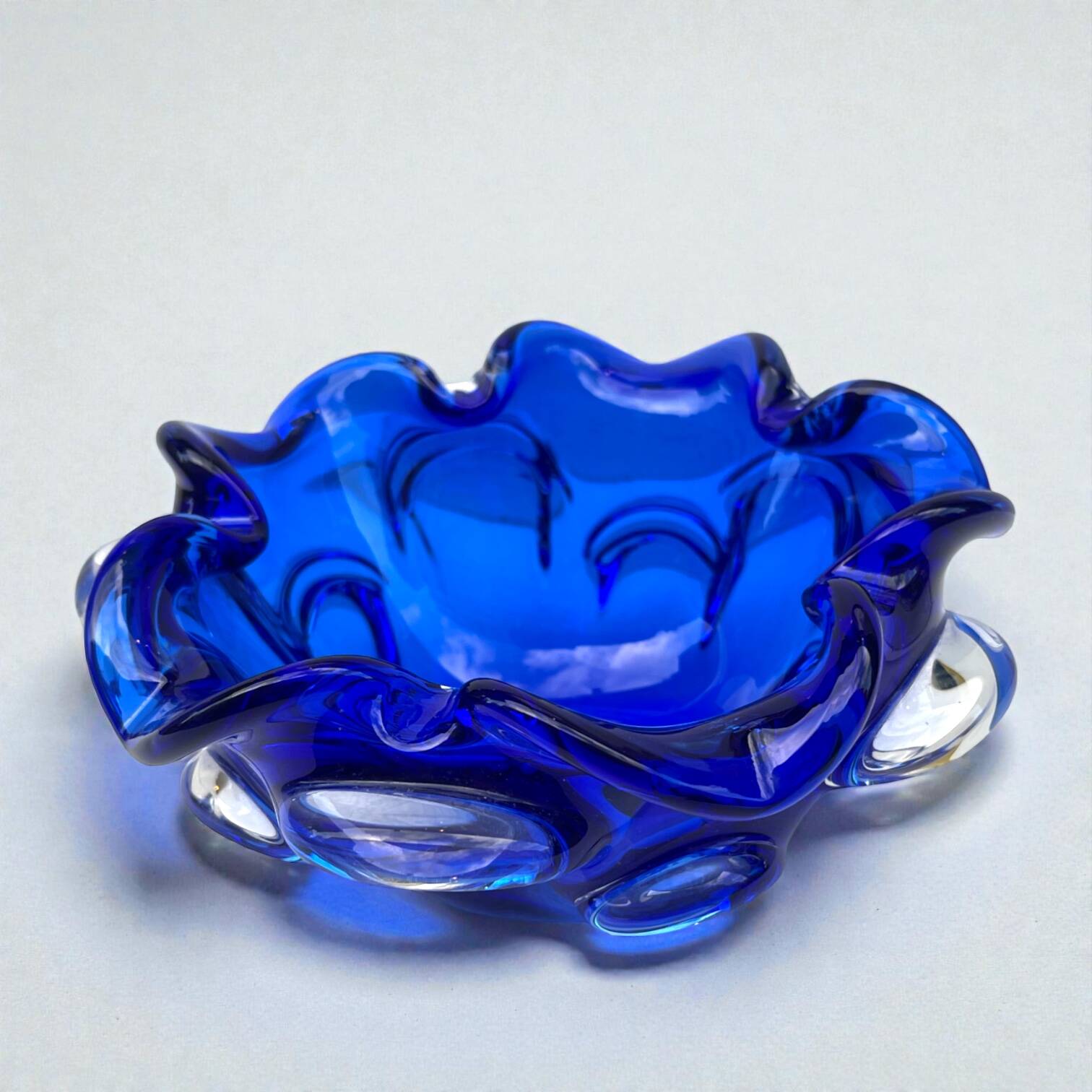 Large blue glass catchall - Murano Venice 1960