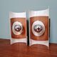 Pair of Space Age wall lights, white lacquered metal and smoked plexiglass
