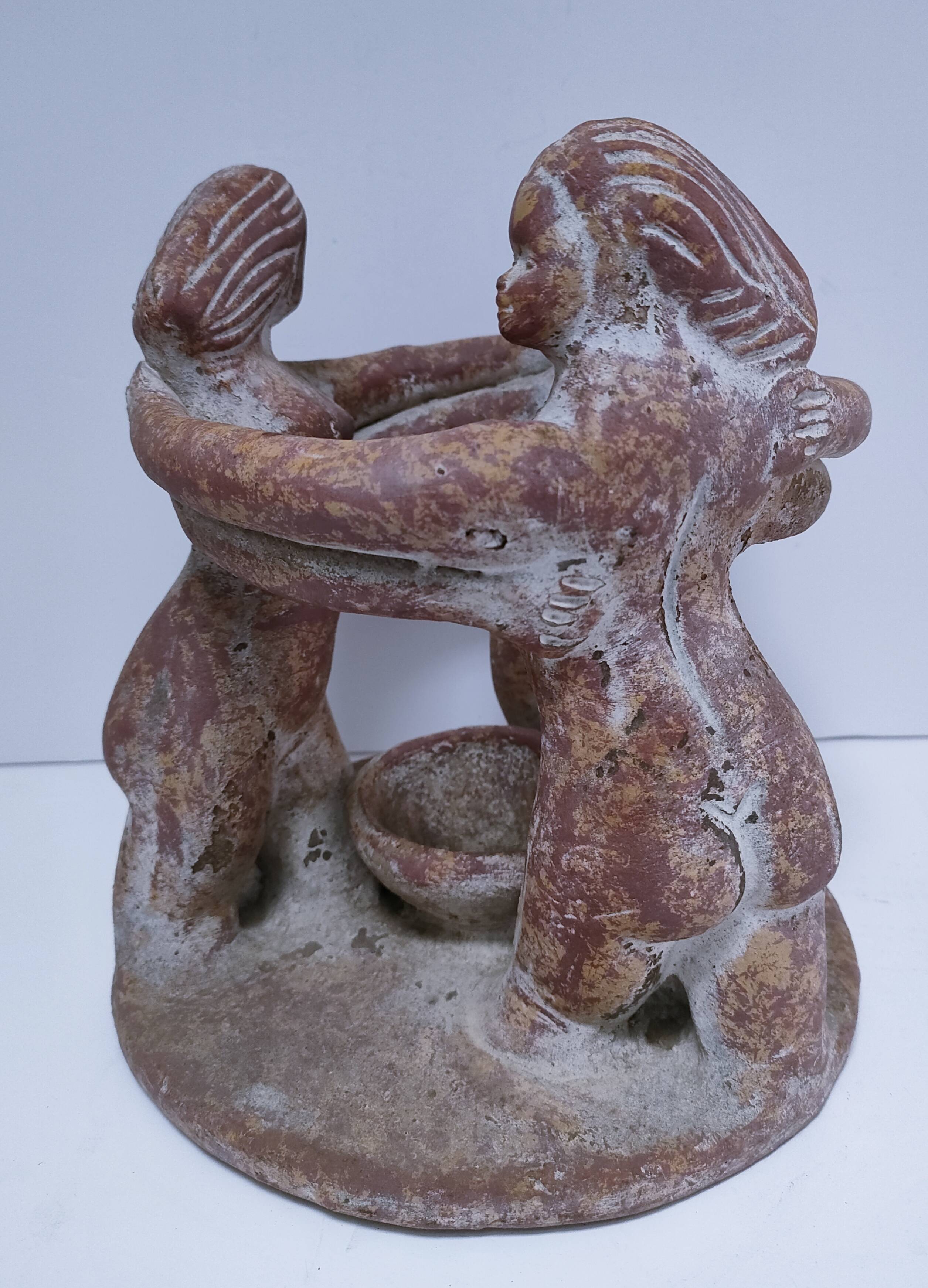 ceramic candlestick centrepiece terracotta patina