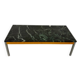 Vintage 1960s Italian design green marble and metal coffee table.