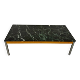 Vintage 1960s Italian design green marble and metal coffee table.