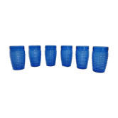 Lot de 6 verres vintage en verre bleu