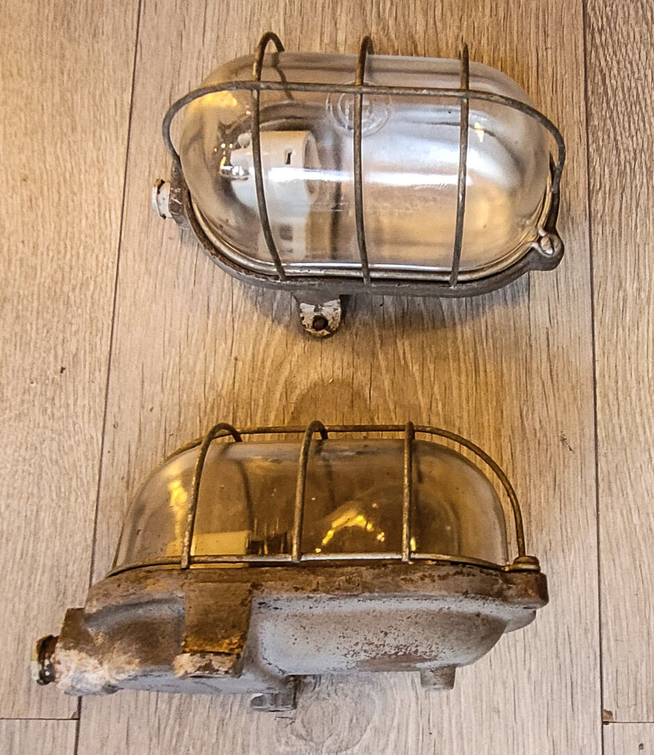 Pair of industrial wall lamps