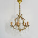 Bronze cage chandelier and glass stamps, at 5 lights. Year 50 60