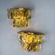 Pair of Kinkeldey 2-tier cut crystal wall sconces, gilt brass, Germany, 1970s