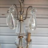 Exceptional bronze chandelier with crystal pendants in working order circa 1910