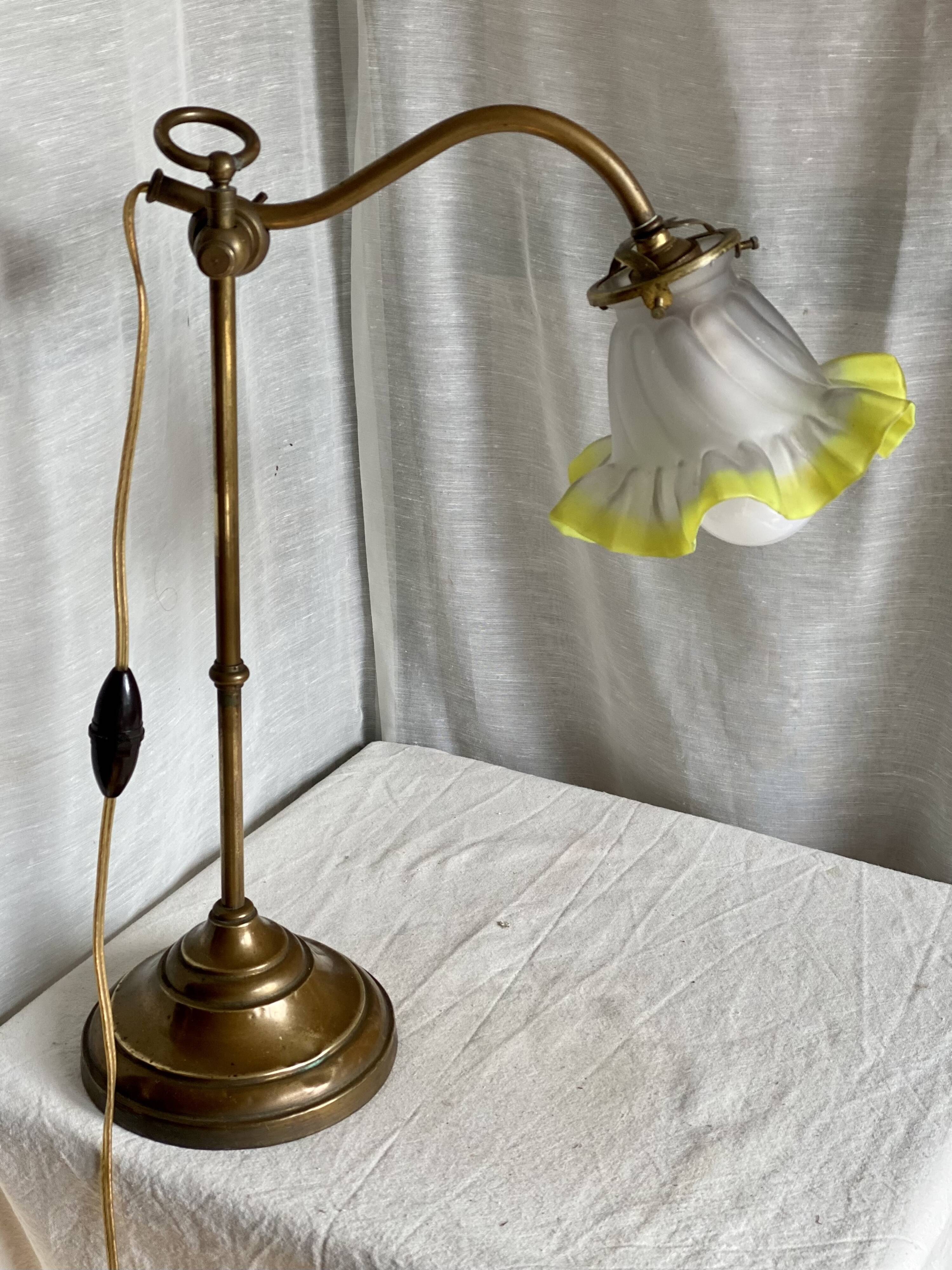 Adjustable desk lamp 1900 jeweller's lamp brass