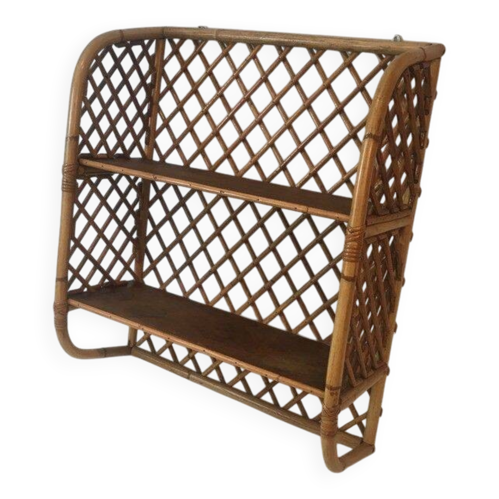 Rattan wall shelf. Attributed to Audoux-Minet