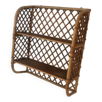Rattan wall shelf. Attributed to Audoux-Minet