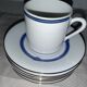6 Christofle bandeea blue porcelain coffee cups