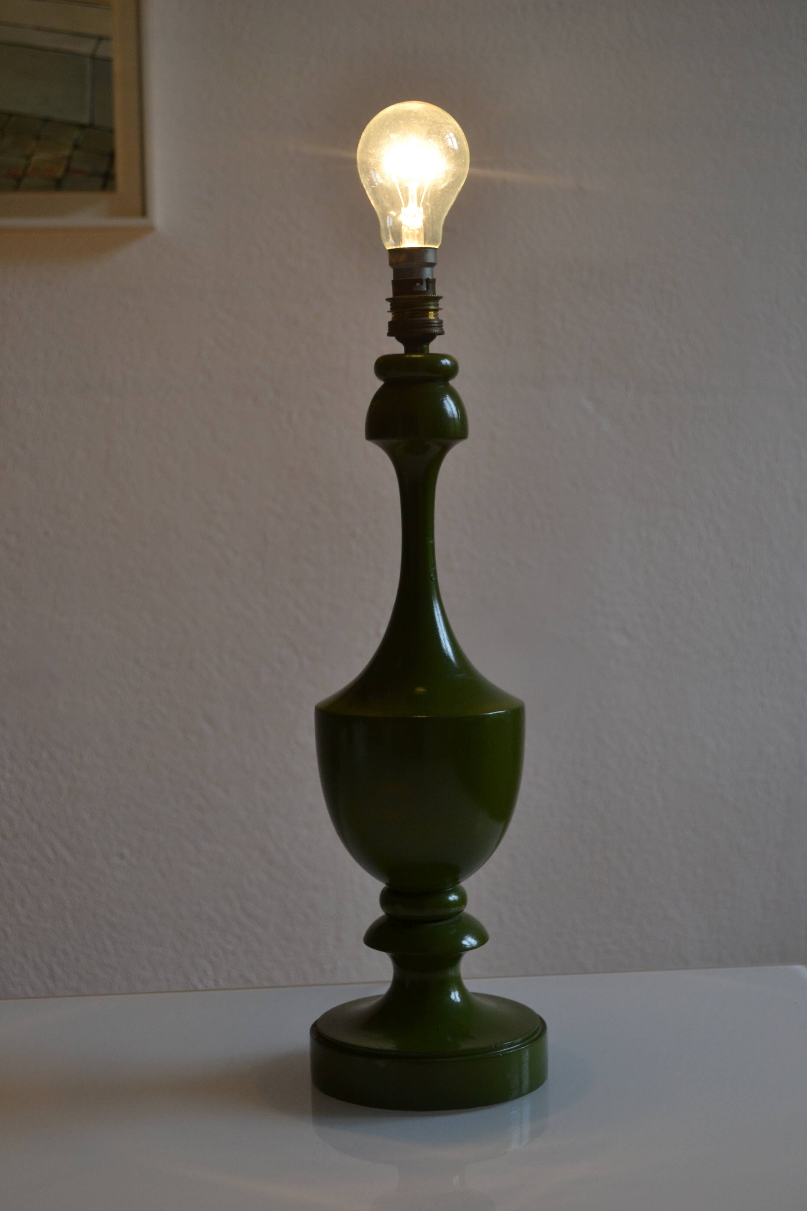 Vintage olive green lamp base circa 1970