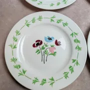 Set of 6 flat plates in ironstone Digoin Sarreguemines – Poupette model – Vintage