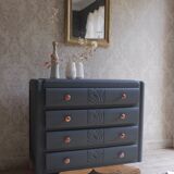 Retro charcoal grey chest of drawers