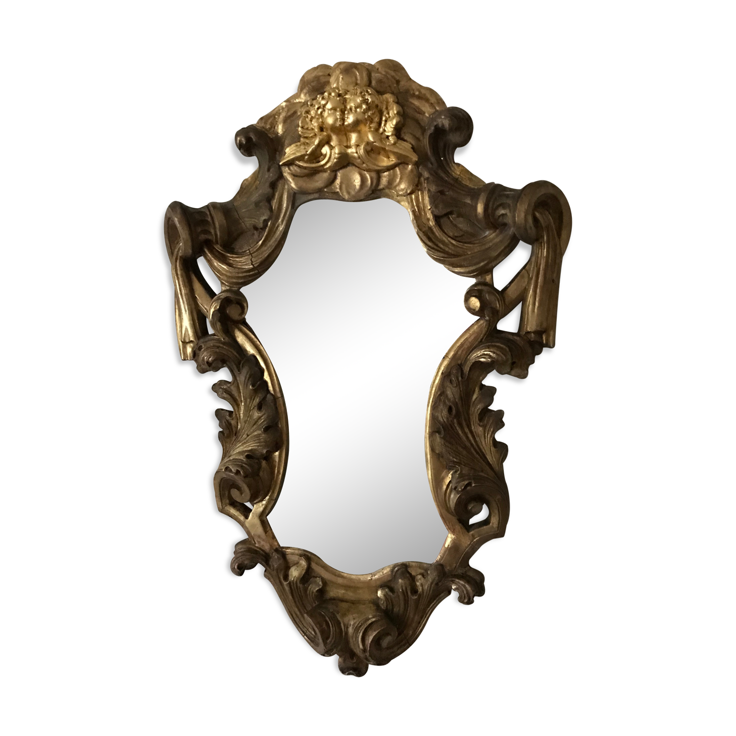 Golden mirror with gold leaf, 64 x 44 cm
