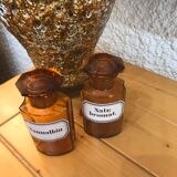 Vintage amber glass apothecary bottle