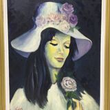 S.foulon - Oil on canvas framed, Woman in hat