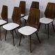 Lot de 6 chaises Baumann modèle 840 G2S finition acajou verni, 1963