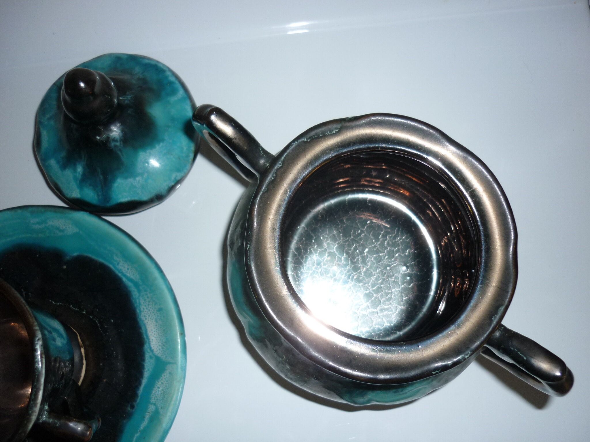Service café-thé Vallauris noir et turquoise