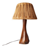 Vintage brutalist lamp from the 60s-70s made of wood and rope.